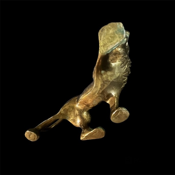 ηξψ Solid Brass Heavy Vintage Roaring Lion King of the Jungle Statue Figurine - Picture 4 of 12